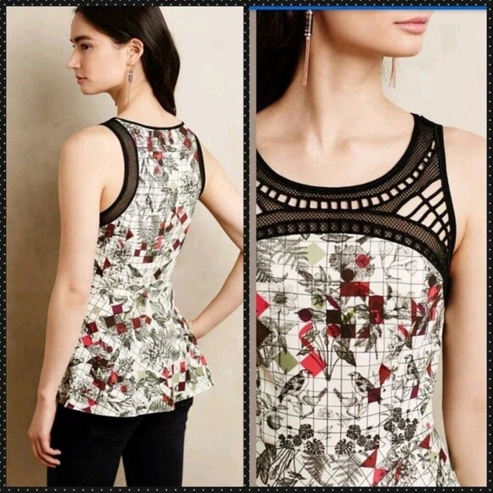 Anthropologie's Ranna Gill Boho Bird Geometric Sleeveless Top in Multi